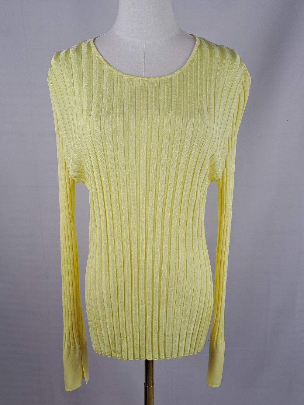 COS Ribbed Scoop Neck Long Sleeve Top Butter Lemon Yellow Chic Quiet Luxury L